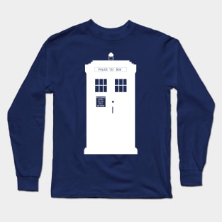 Simple White Tardis Silhouette Long Sleeve T-Shirt